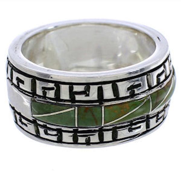 Southwest Inlay Sterling Silver And Turquoise Ring Size 6-1/2 TX38543